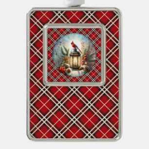 Weihnachts-Kardinal Erinnern Liebe eine Laterne Rahmen-Ornament Silber