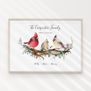 Weihnachts-Kardinal-Familie von drei Poster