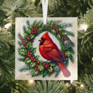 Weihnachts-Kardinal Glasdekoration Ornament Aus Glas