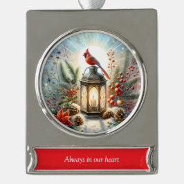 Weihnachts-Kardinal Lantern Banner-Ornament Silber