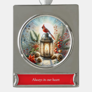 Weihnachts-Kardinal Lantern Banner-Ornament Silber