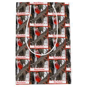 Weihnachts-Kardinal mit Strumpf Cap Mittlere Geschenktüte