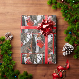 Weihnachts-Kardinal mit Winterhut Geschenkpapier
