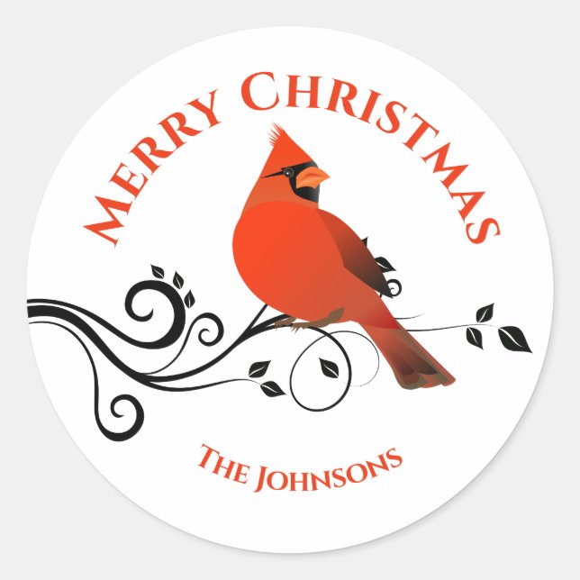 Weihnachts-Kardinal Red Bird Stickers Umschlag Auf (Vorderseite)