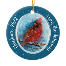 Weihnachts-Kardinal Schneeflocken auf Rot oder Bla