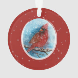 Weihnachts-Kardinal Schneeflocken auf Rot oder Bla Ornament