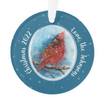 Weihnachts-Kardinal Schneeflocken auf Rot oder Bla