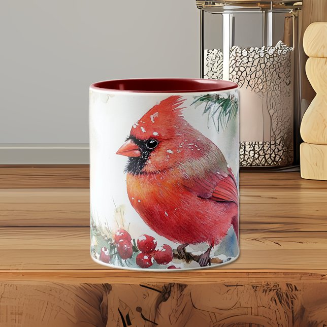 Weihnachts-Kardinal Zweifarbige Tasse (Christmas Cardinal Coffee Mug)