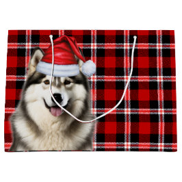 Weihnachts Kariert Alaskan Malamute Dog Lover Große Geschenktüte