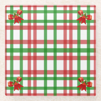 Weihnachts Kariert Bow Accent Country Glasuntersetzer