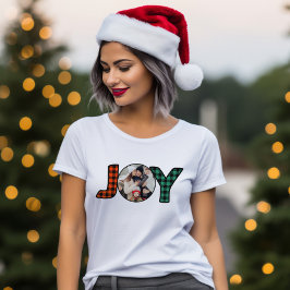 Weihnachts-Kariert Joy-Familienfoto-Vorlage T-Shirt