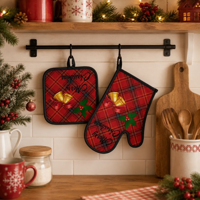 Weihnachts-Kariert Ofenhandschuh & Topflappen-Set (Von Creator hochgeladen)