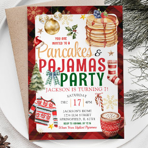 Weihnachts Kariert Pancake Pajamas Geburtstagspart Einladung