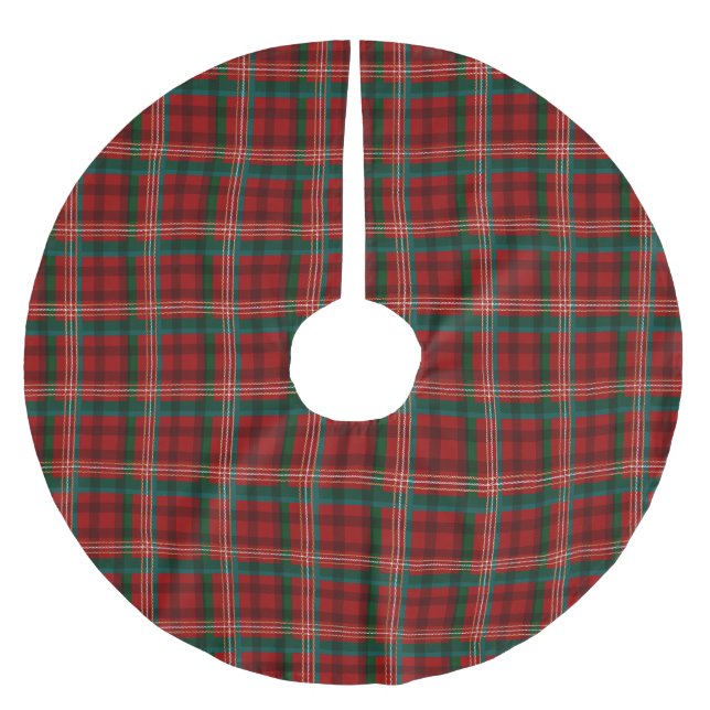 Weihnachts kariert-Rot-aquamarin-Tartan Tradition Polyester Weihnachtsbaumdecke (Vorderseite)