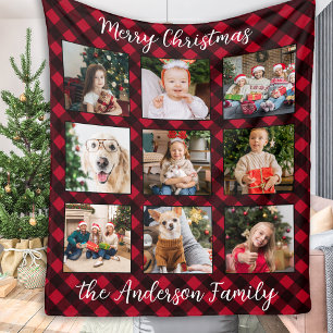 Weihnachts-Karierte Familie Personalisierte FotoCo Fleecedecke