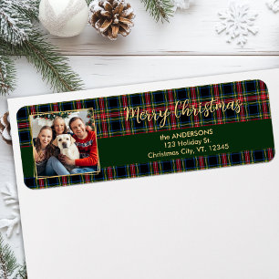 Weihnachts-Karierte Foto-Rücksendeadresse