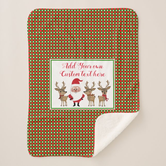 Weihnachts Karierter Weihnachtsmann Hinzufügen von Sherpadecke (Vorderseite)