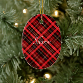 Weihnachts-Kariertes Muster Schlüsselanhänger Flas Keramik Ornament