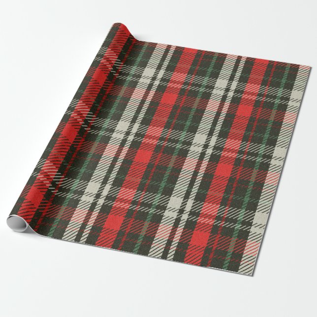 Weihnachts Kariertes Tartan Muster Geschenkpapier (Ungerollt)