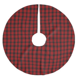 Weihnachts-Karo-Muster Roter Büffel-Karo Polyester Weihnachtsbaumdecke
