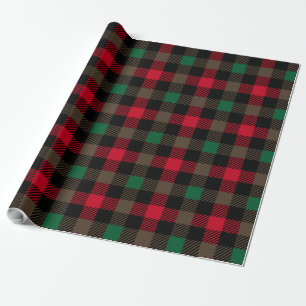Weihnachts-Karo Rot Grün Schwarz Karomuster Geschenkpapier