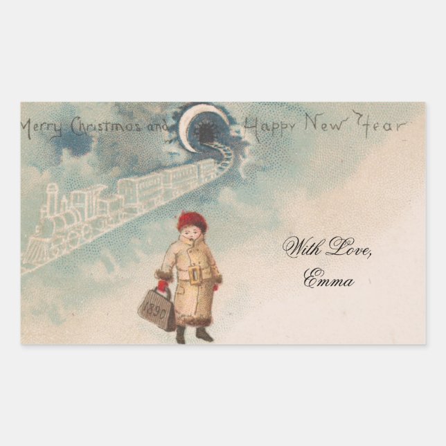 Weihnachts-Karte Einmaliges Girl Bahnhof Rechteckiger Aufkleber (Vorderseite)