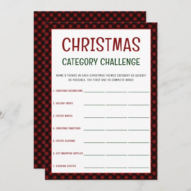 Weihnachts-Kategorie Word-Spiel | Festliche Party