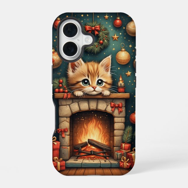 Weihnachts Kätzchen  iPhone 16 Hülle (Rückseite)