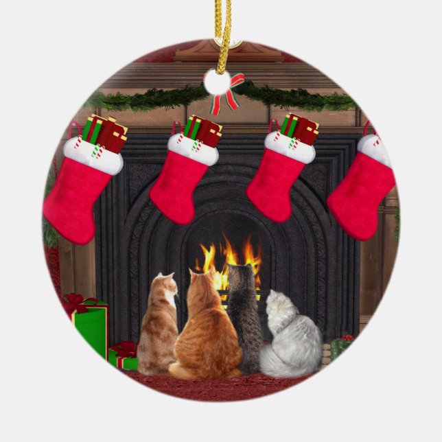 Weihnachts-Kätzchen Keramikornament (Vorne)