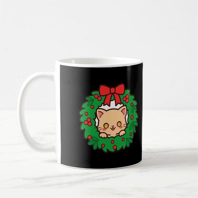 Weihnachts-Kätzchen-Kranz Kaffeetasse (Links)