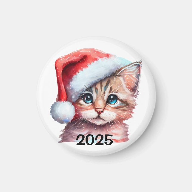 Weihnachts Kätzchen Magnet (Vorne)