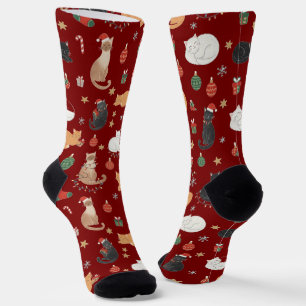 Weihnachts-Katzen-Muster-Socken Socken