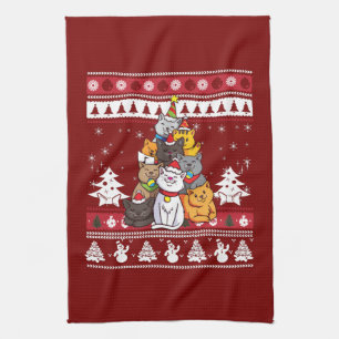 Weihnachts-Katzenbaum Geschirrtuch