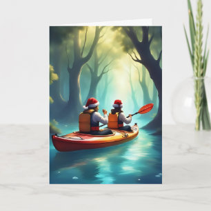 Weihnachts-Kayak-Abenteuer - Feiertagsgrußkarte Karte