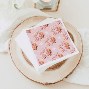 Weihnachts-Keks Lebkuchen Mann Rosa Geburtstag Serviette