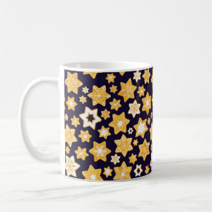 Weihnachts-Keks mit blauem Hintergrund Kaffeetasse