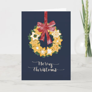 Weihnachts-Keks mit blaugrauem Hintergrund Feiertagskarte