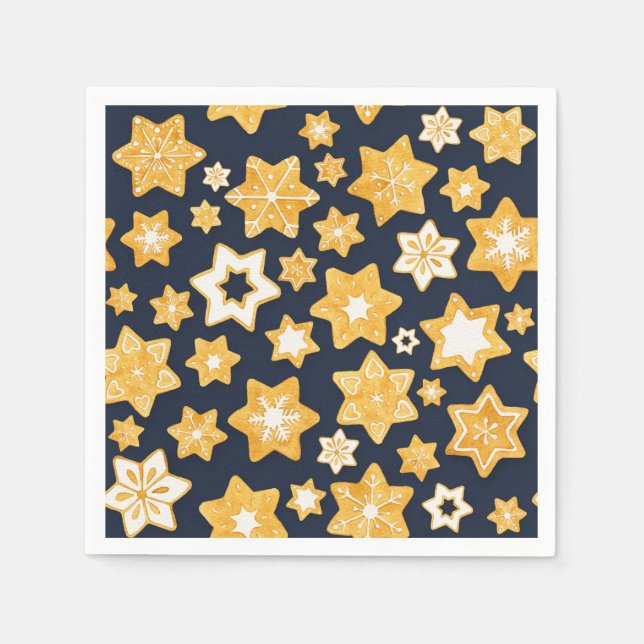 Weihnachts-Keks mit blaugrauem Hintergrund Serviette (Vorderseite)