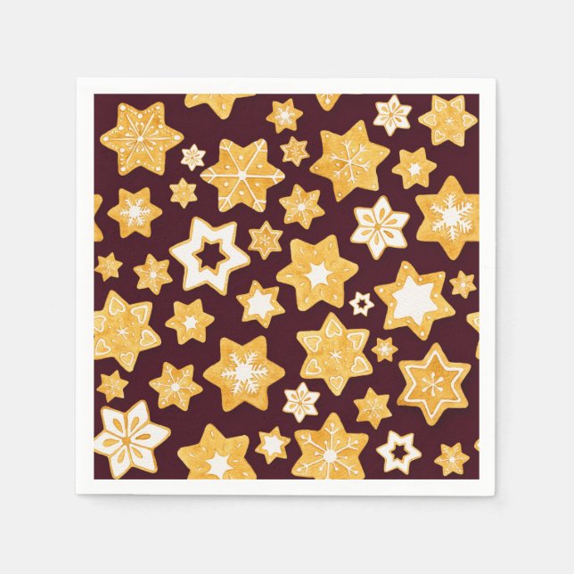 Weihnachts-Keks mit Burgunder Hintergrund Serviette (Vorderseite)