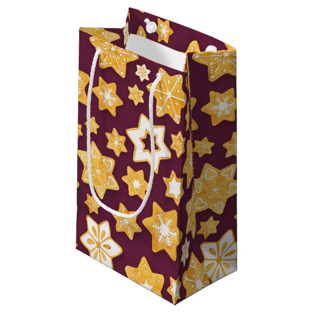 Weihnachts-Keks mit tiefer Erde Kleine Geschenktüte (Vorderseite Schrägansicht)