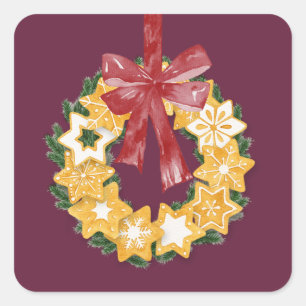 Weihnachts-Keks mit tiefer Erde Quadratischer Aufkleber