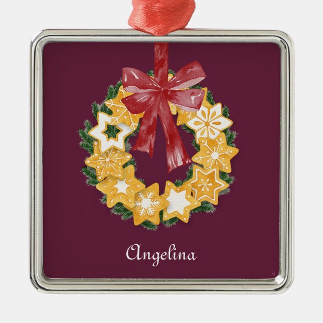 Weihnachts-Keks mit tiefer Erde Silbernes Ornament (Vorne)