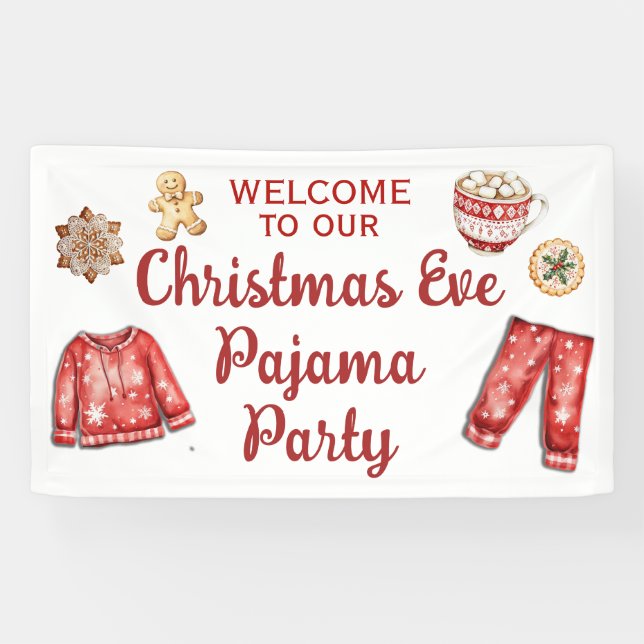 Weihnachts-Kekse Hot Cocoa Pajama Party Banner (Horizontal)
