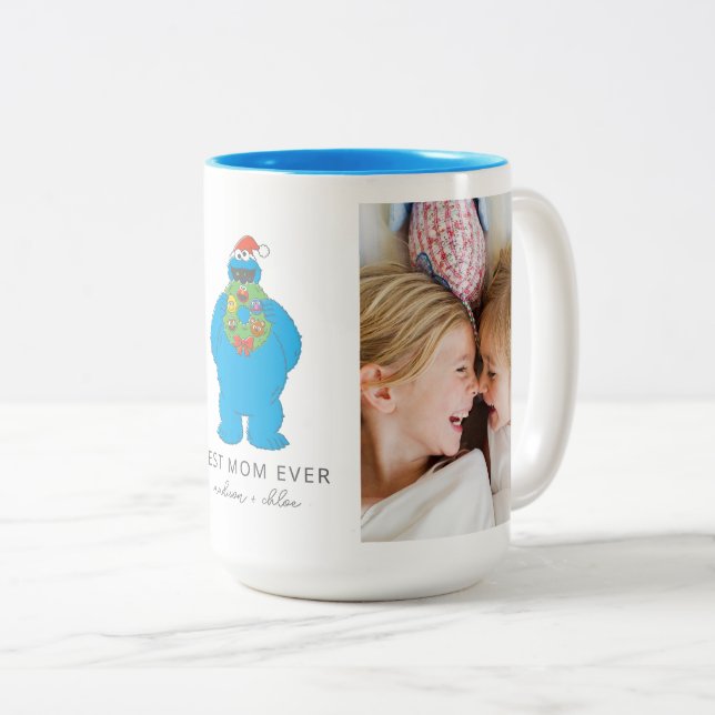 Weihnachts-Keksmonster | Beste Mama - Foto Zweifarbige Tasse (VorderseiteRechts)