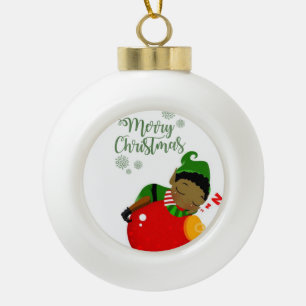 Weihnachts-Keramik Ball Ornament, Elf Keramik Kugel-Ornament
