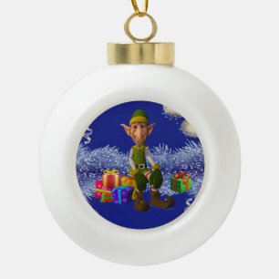 Weihnachts-Keramik Ball Ornament, Elf Keramik Kugel-Ornament