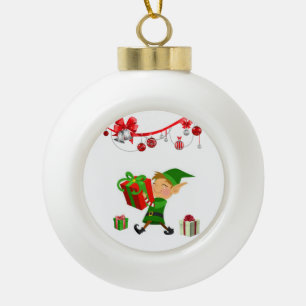 Weihnachts-Keramik Ball Ornament, Elf Keramik Kugel-Ornament