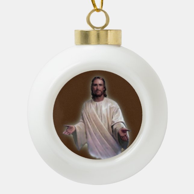 Weihnachts-Keramik-Ball-Ornament, Jesus Christus Keramik Kugel-Ornament (Vorderseite)