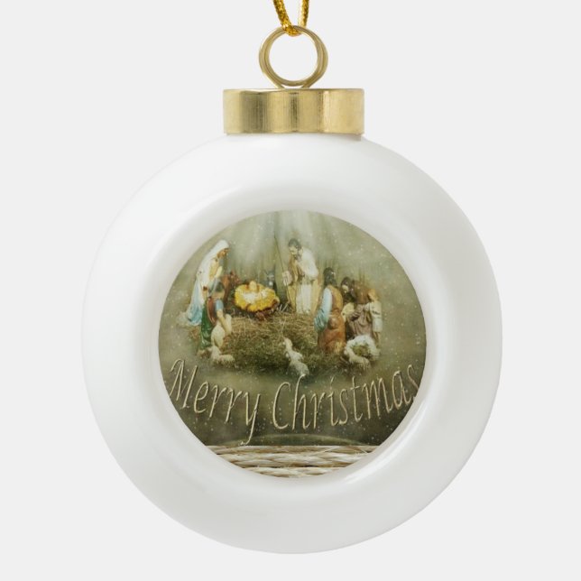 Weihnachts-Keramik-Ball-Ornament, Jesus Christus Keramik Kugel-Ornament (Vorderseite)
