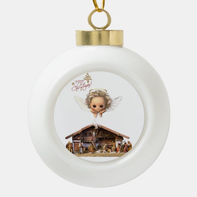 Weihnachts-Keramik-Ball-Ornament, Jesus Christus Keramik Kugel-Ornament (Vorderseite)